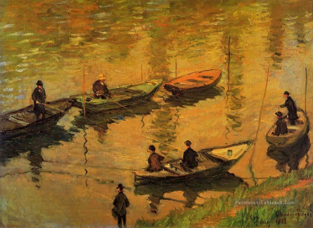 Pêcheurs sur la Seine à Poissy Claude Monet Peintures à l'huile